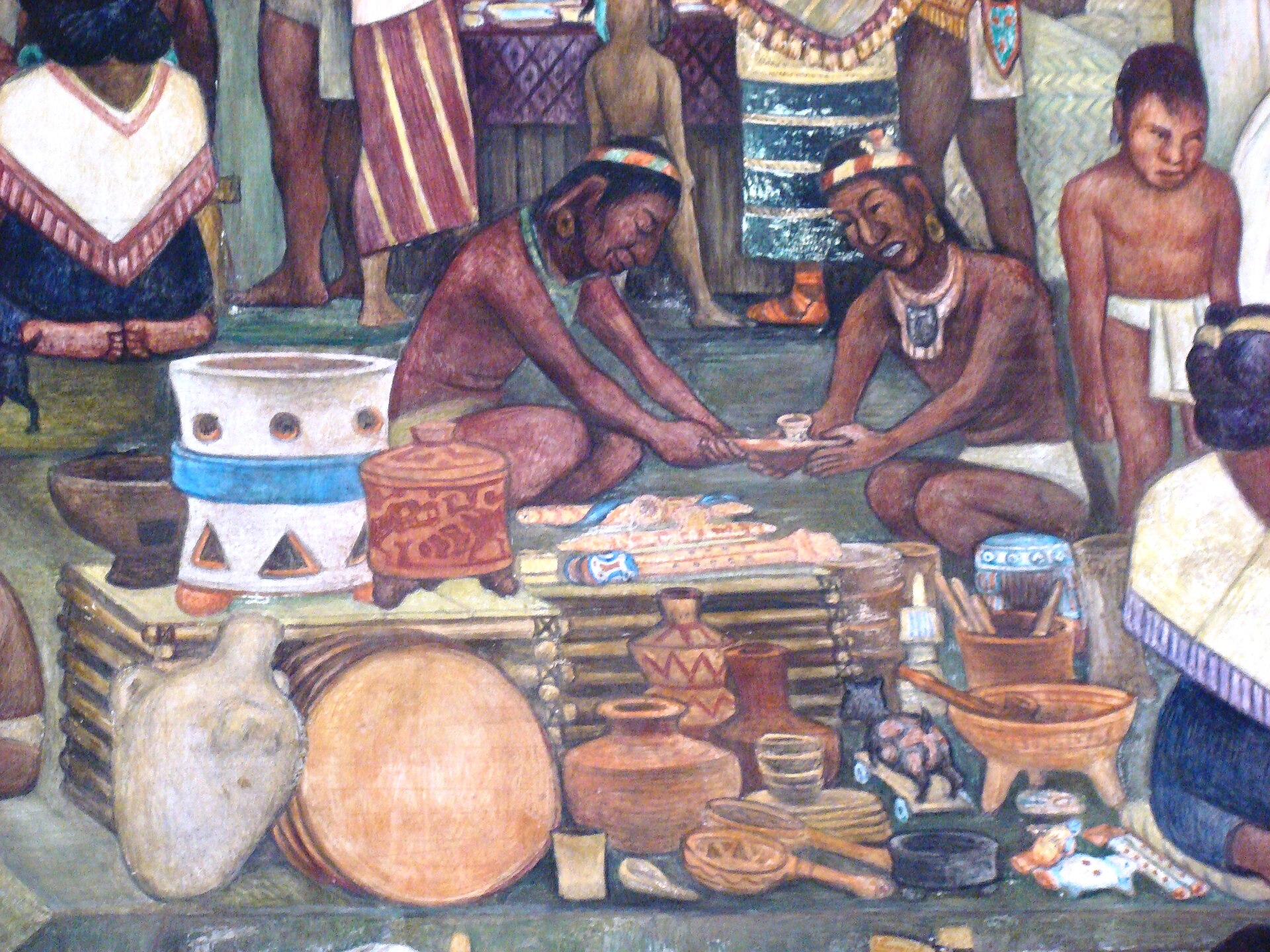 Rivera's murals covering the palace walls