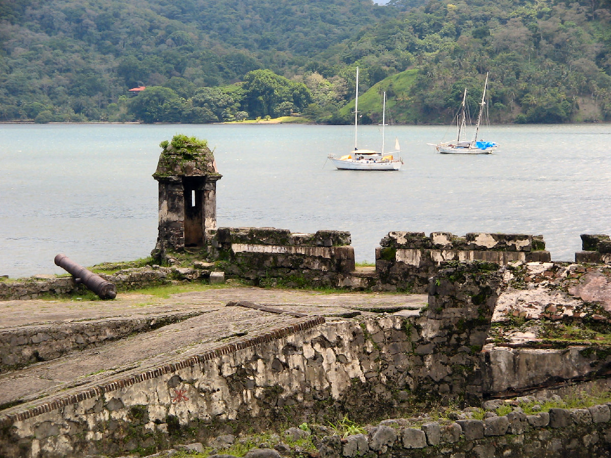 The ruins of the forts and the bay of Portobelo