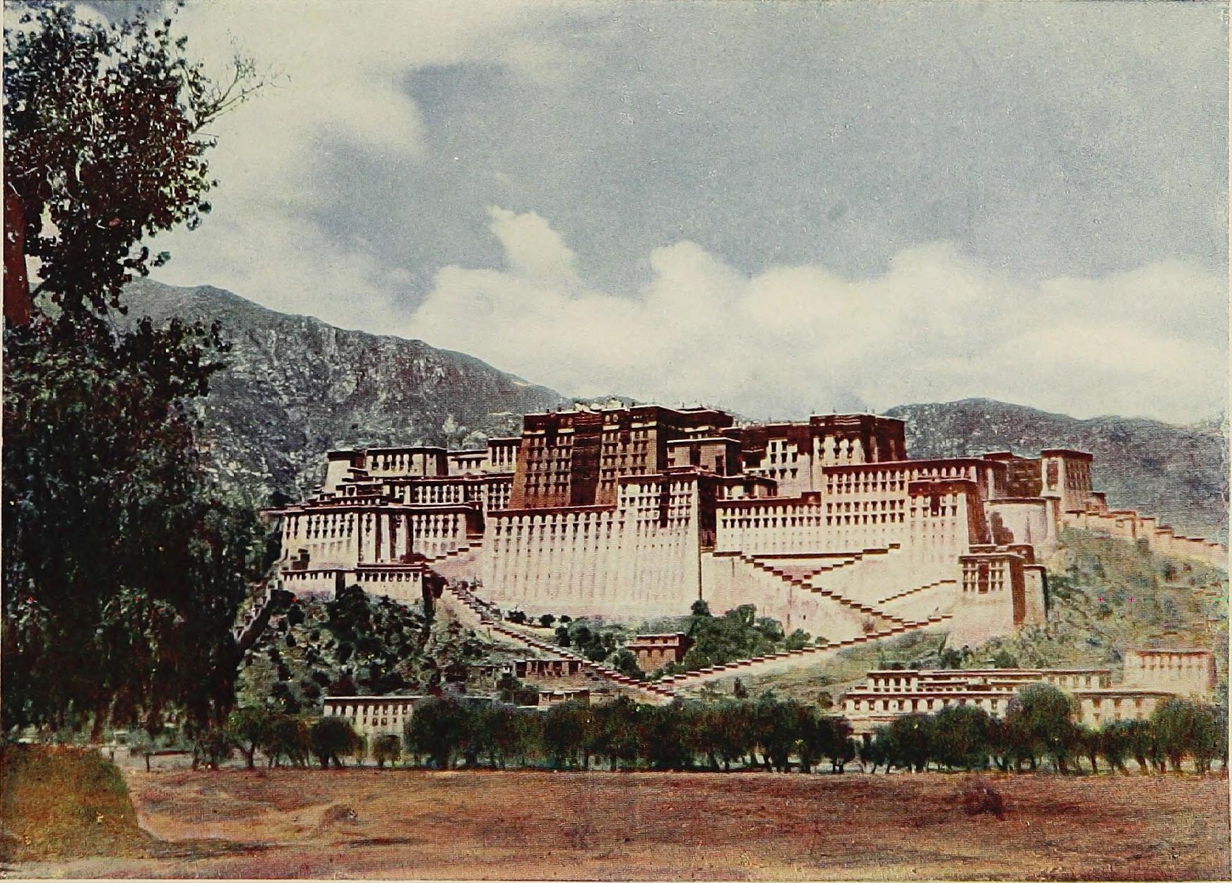 A historic image of the Potala Palace at Lhasa, from the early twentieth century.