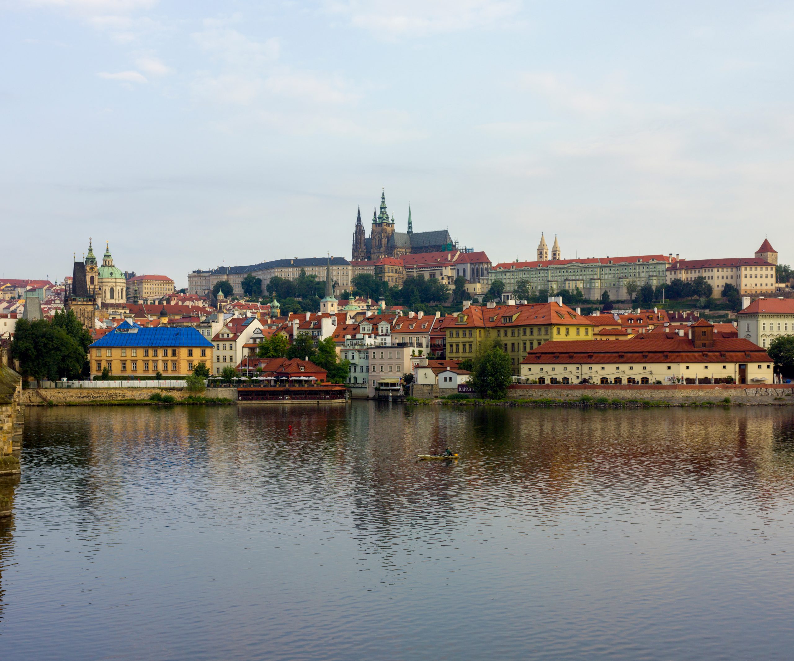 Seen from Charles Bridge, the castle and cathedral crown the skyline above the old town.