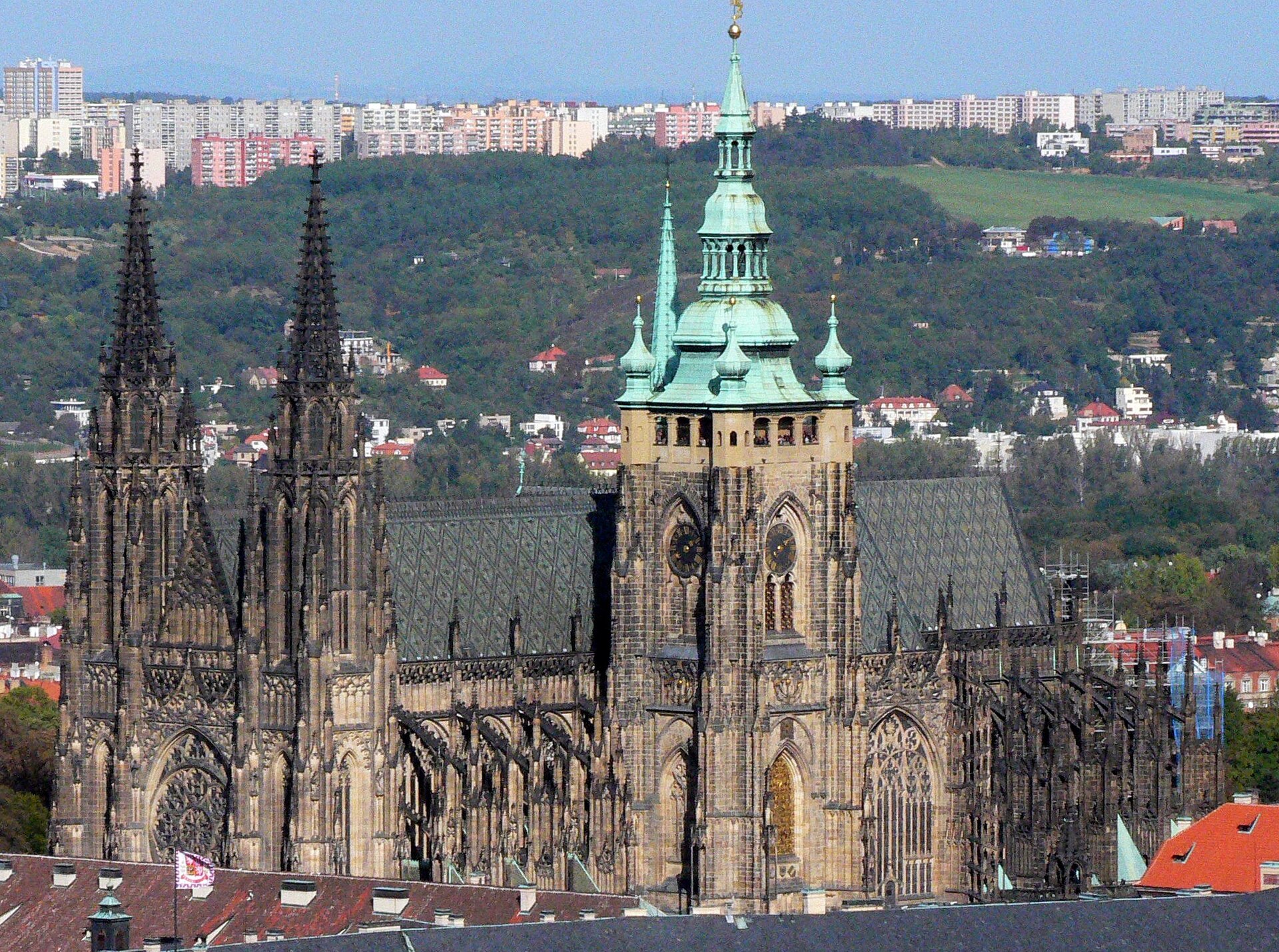 The castle and cathedral rising above Prague