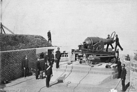 Heavy breech-loading guns commanded the channel through the Heads