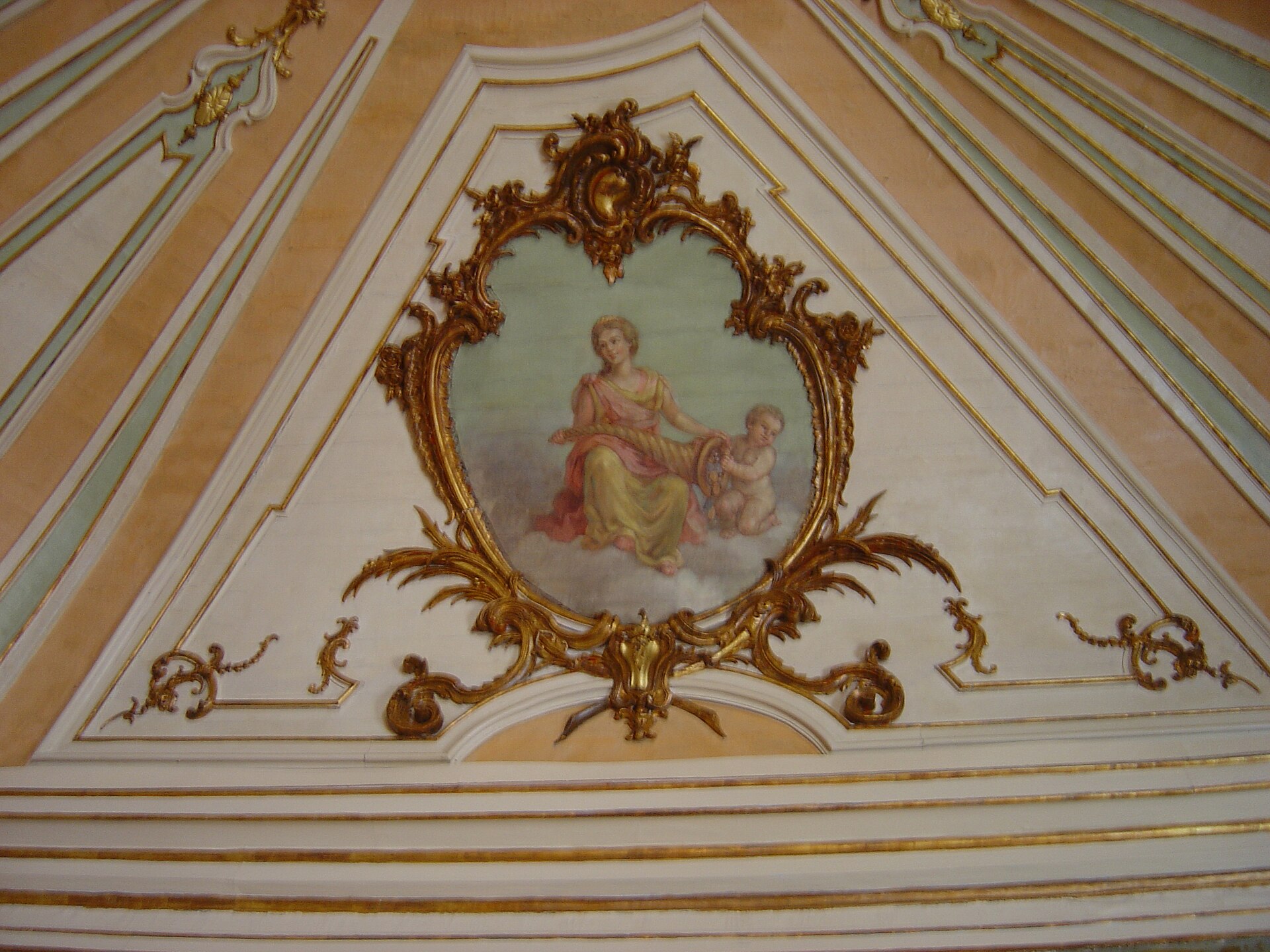 An ornamental ceiling within the palace