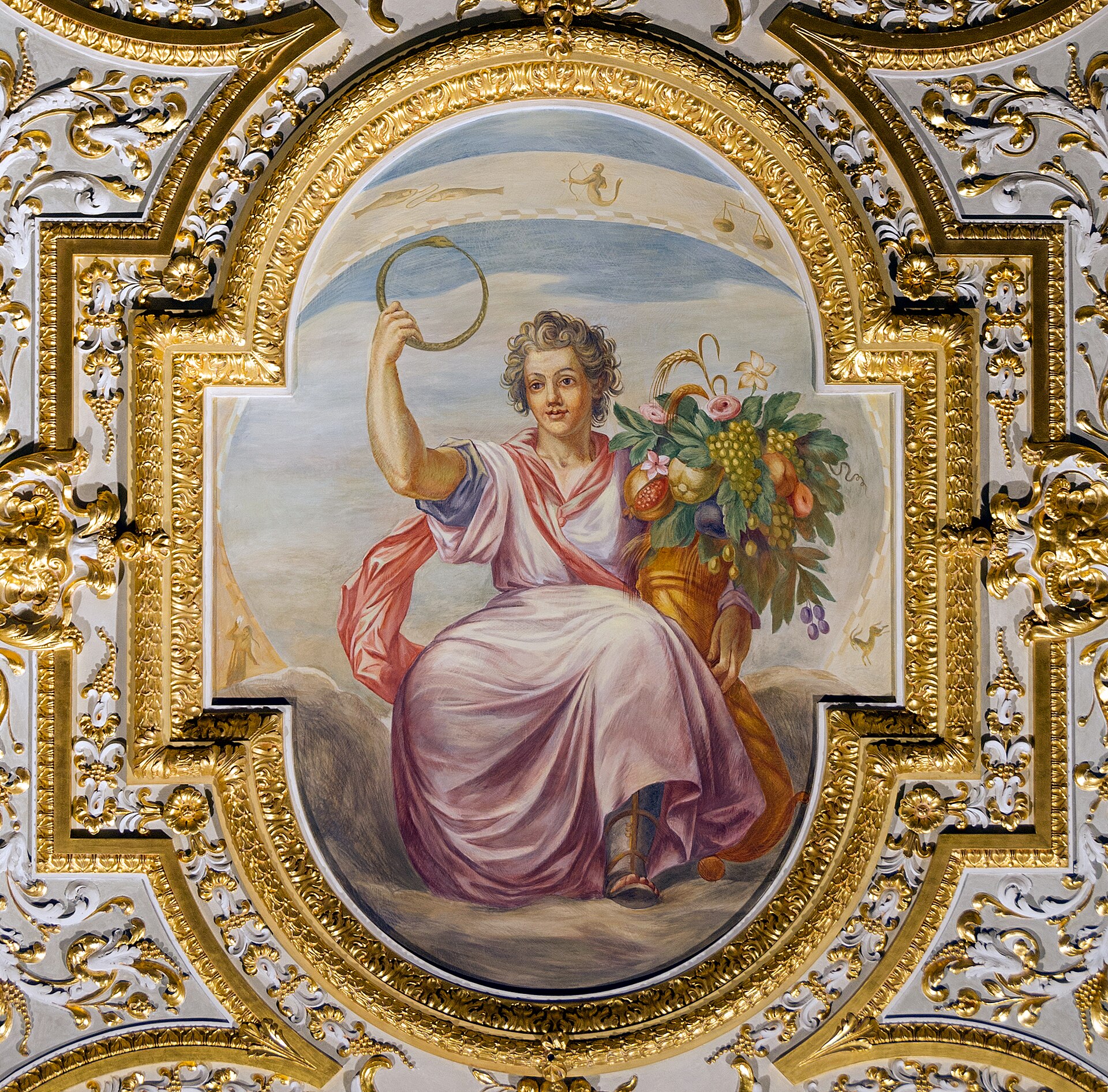 A painted ceiling within the palace