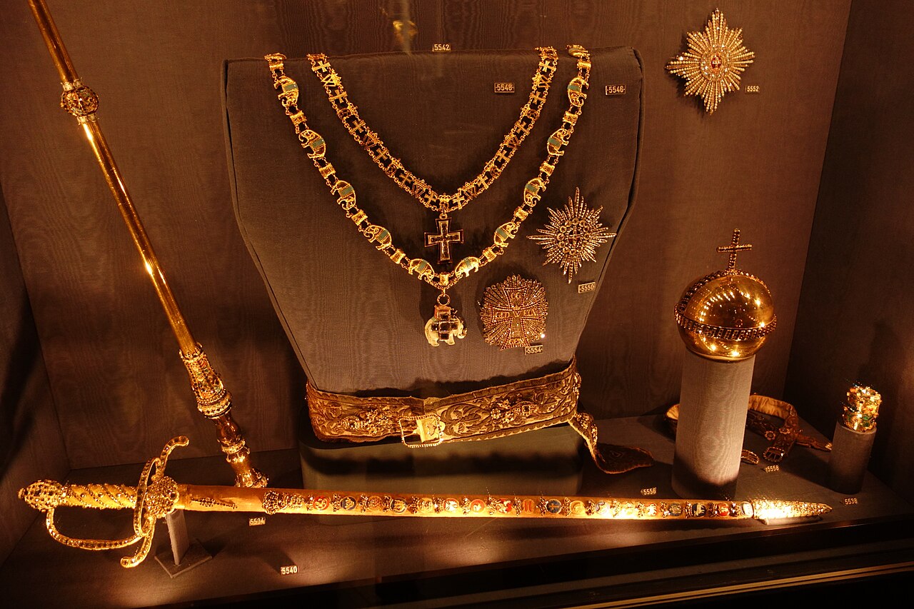 Royal regalia and crown jewels in the treasury.
