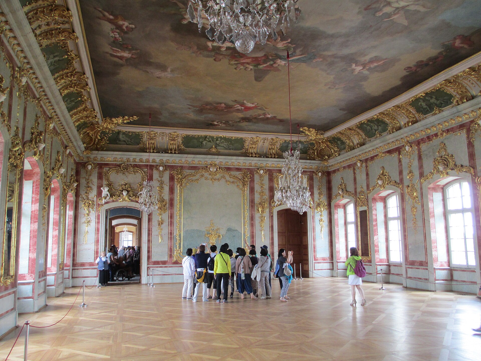 A grand reception hall within the palace