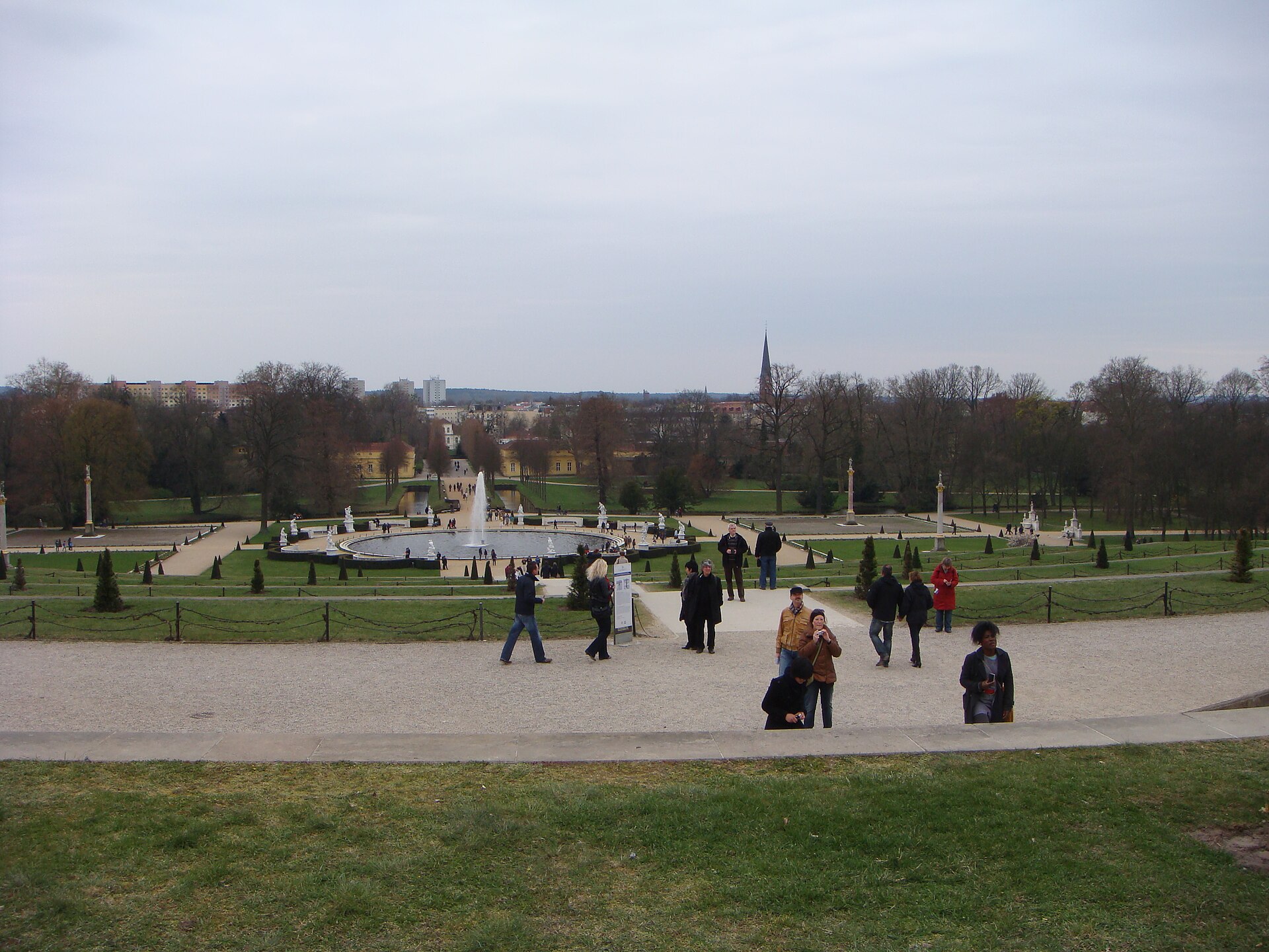 The view down the terraces to the Great Fountain, the composition that draws the eye up to the palace