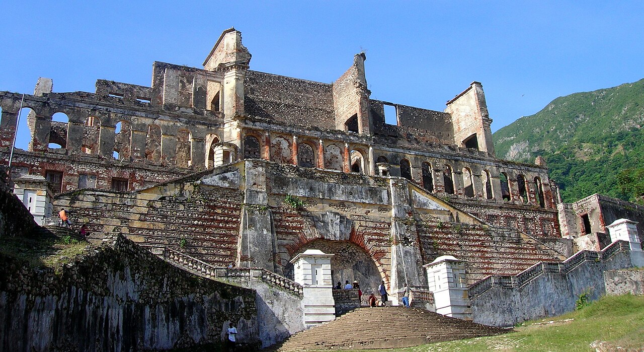 The ruined front of Sans-Souci, palace of Henri Christophe, above Milot.