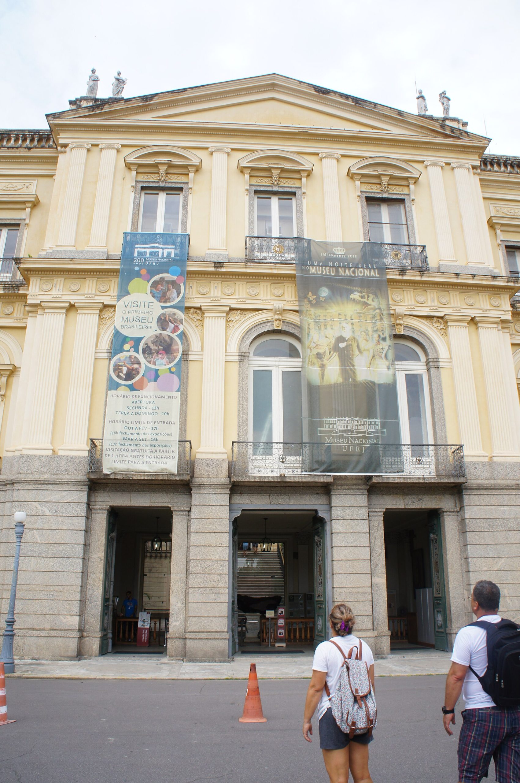 The pediment of the palace, part of its elegant neoclassical architecture.