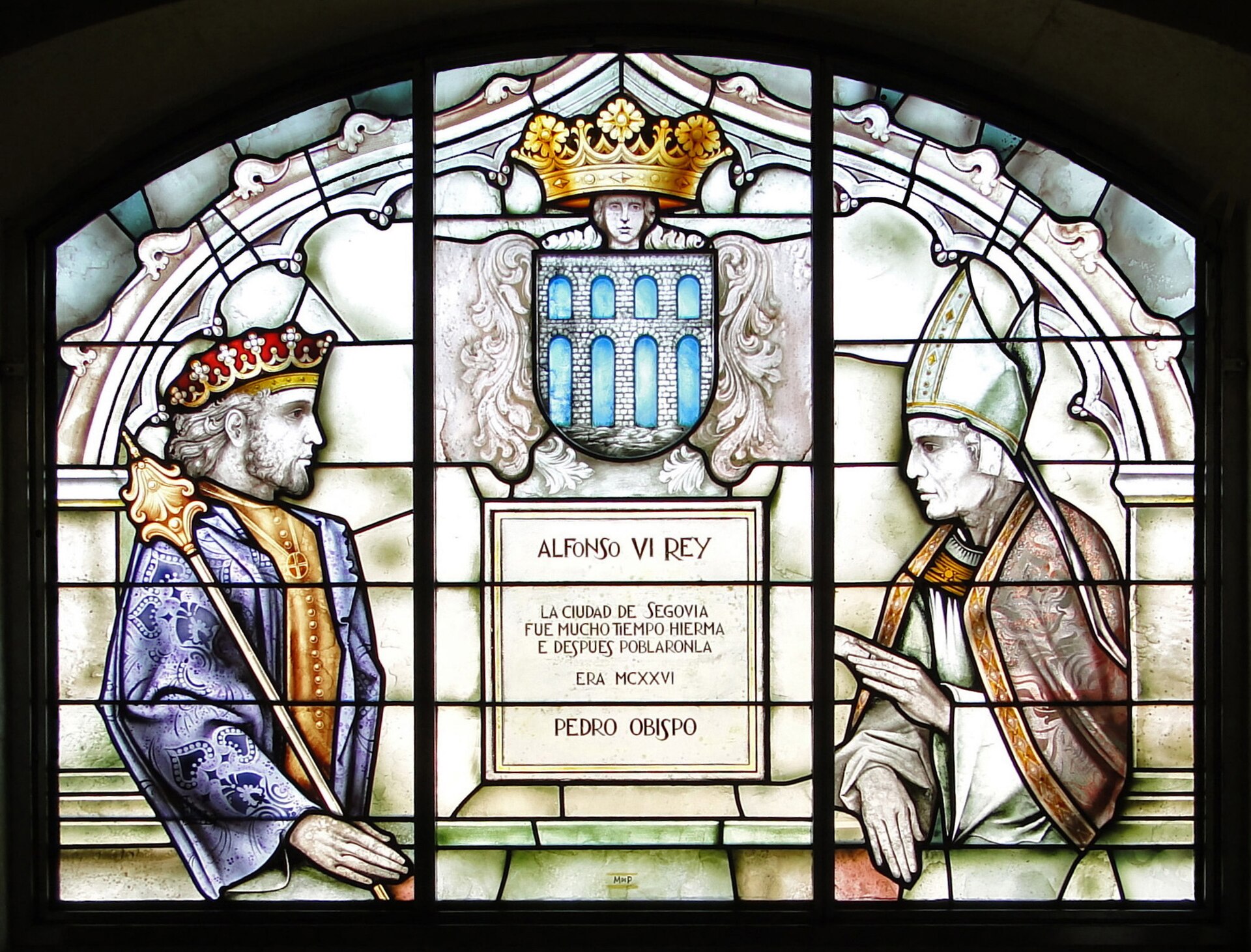 Stained-glass windows fill the royal rooms with pools of colored light.