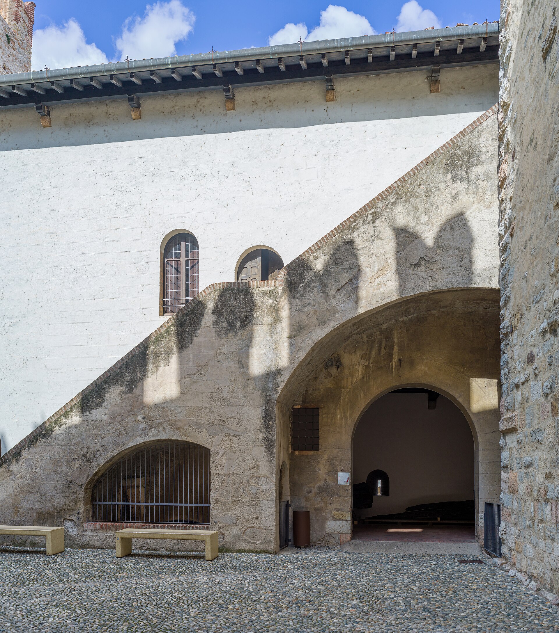 The entrance to the castle, once reached across a drawbridge over the water