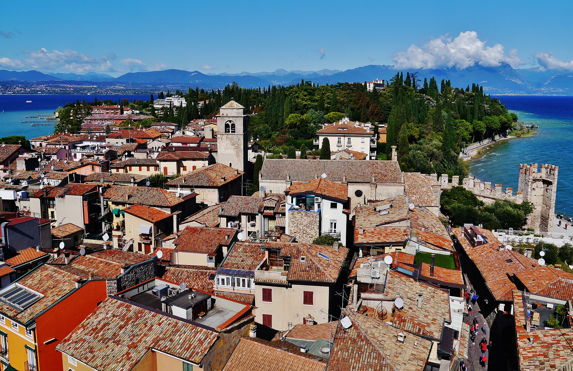 The view over Sirmione and the lake from the great keep of the castle
