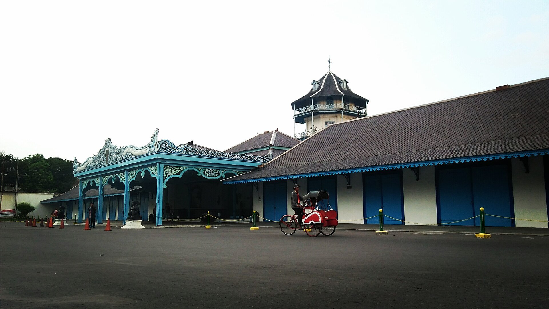 The pale blue walls that give the Surakarta court its distinctive face
