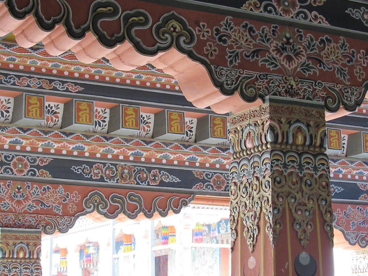 The dzong of the Bhutanese capital by the Wang Chhu river.