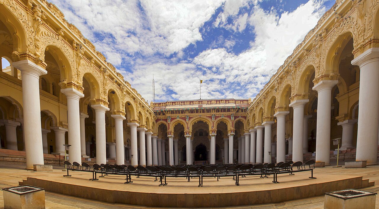 A view of the surviving palace of Thirumalai Nayak.