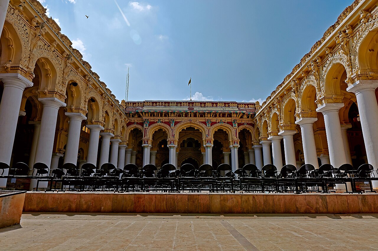 The Thirumalai Nayak Palace and its arcades.