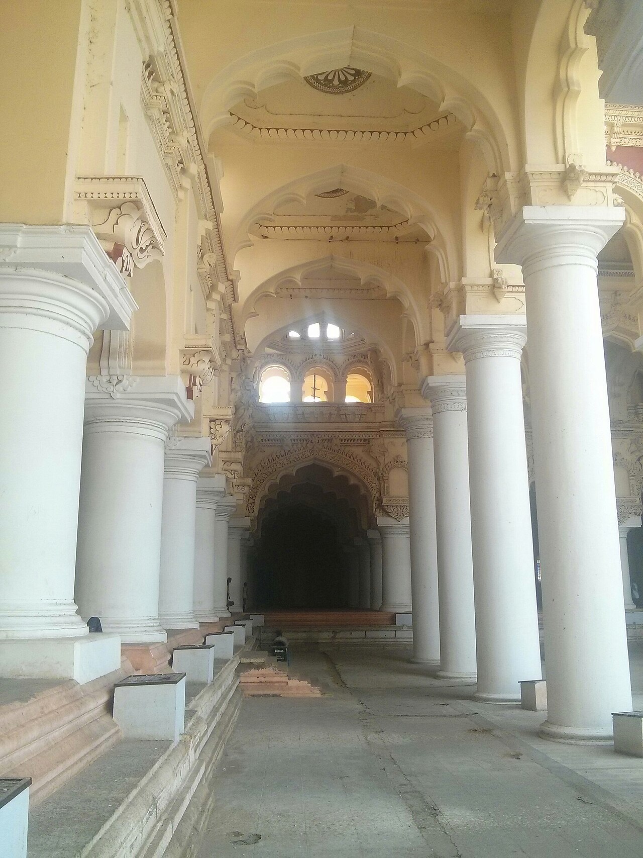 A view along the palace's colossal pillars.