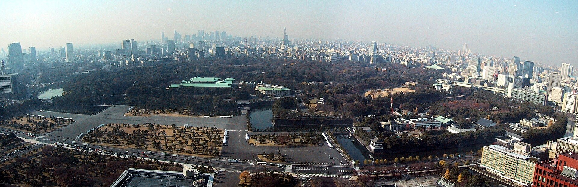 The Tokyo Imperial Palace, a vast green enclosure at the heart of the modern city.