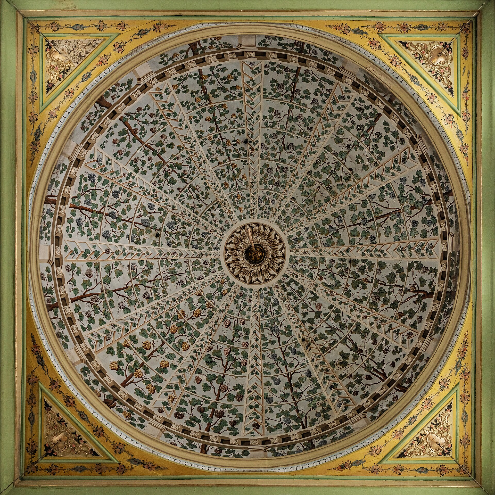 An interior of Topkapi, richly decorated in the Ottoman manner of pattern and color.