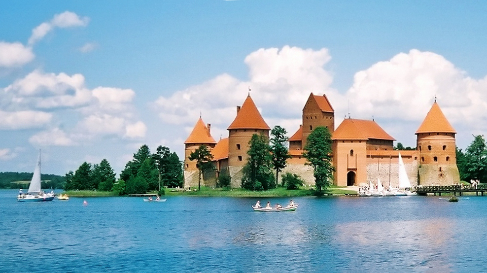 A view of the island castle across the water