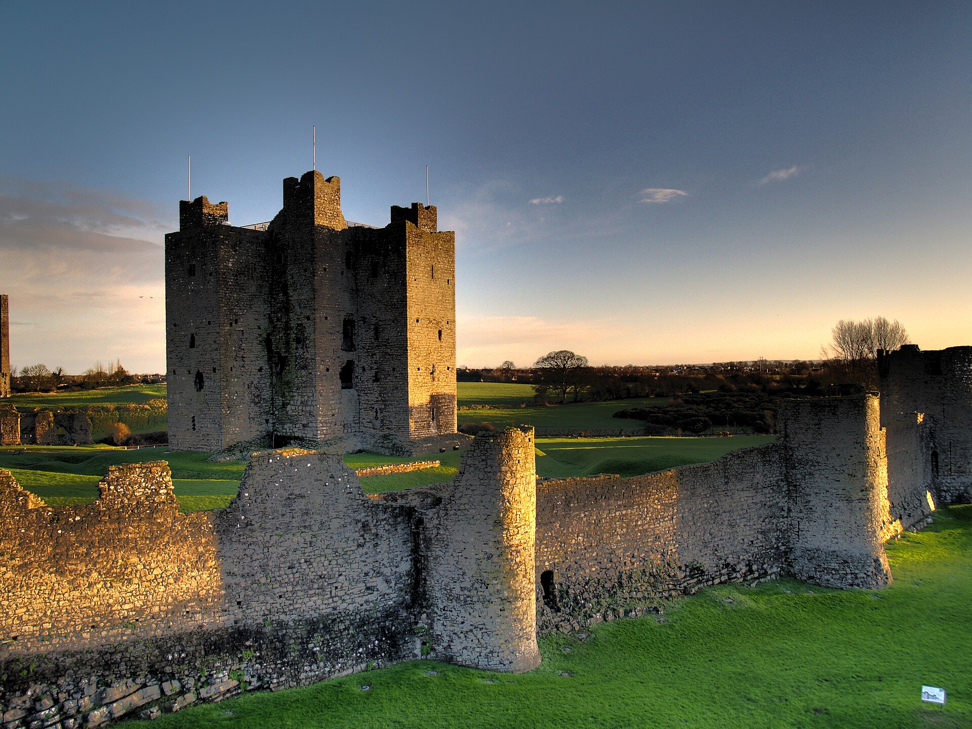 The extensive walls and buildings of Trim, a fortress of truly imposing scale