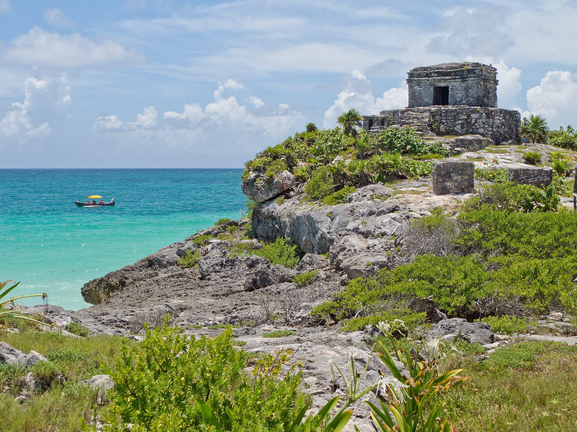 The ruins of Tulum above the Caribbean Sea