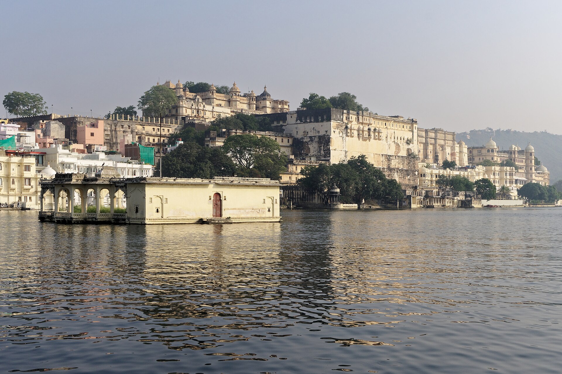 The City Palace and Lake Pichola together, one of the great marriages of architecture and landscape in India.