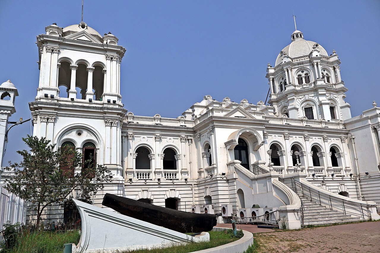 A side view of the royal palace of Tripura.