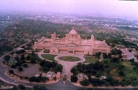 Umaid Bhawan Palace, its golden dome rising above Jodhpur.