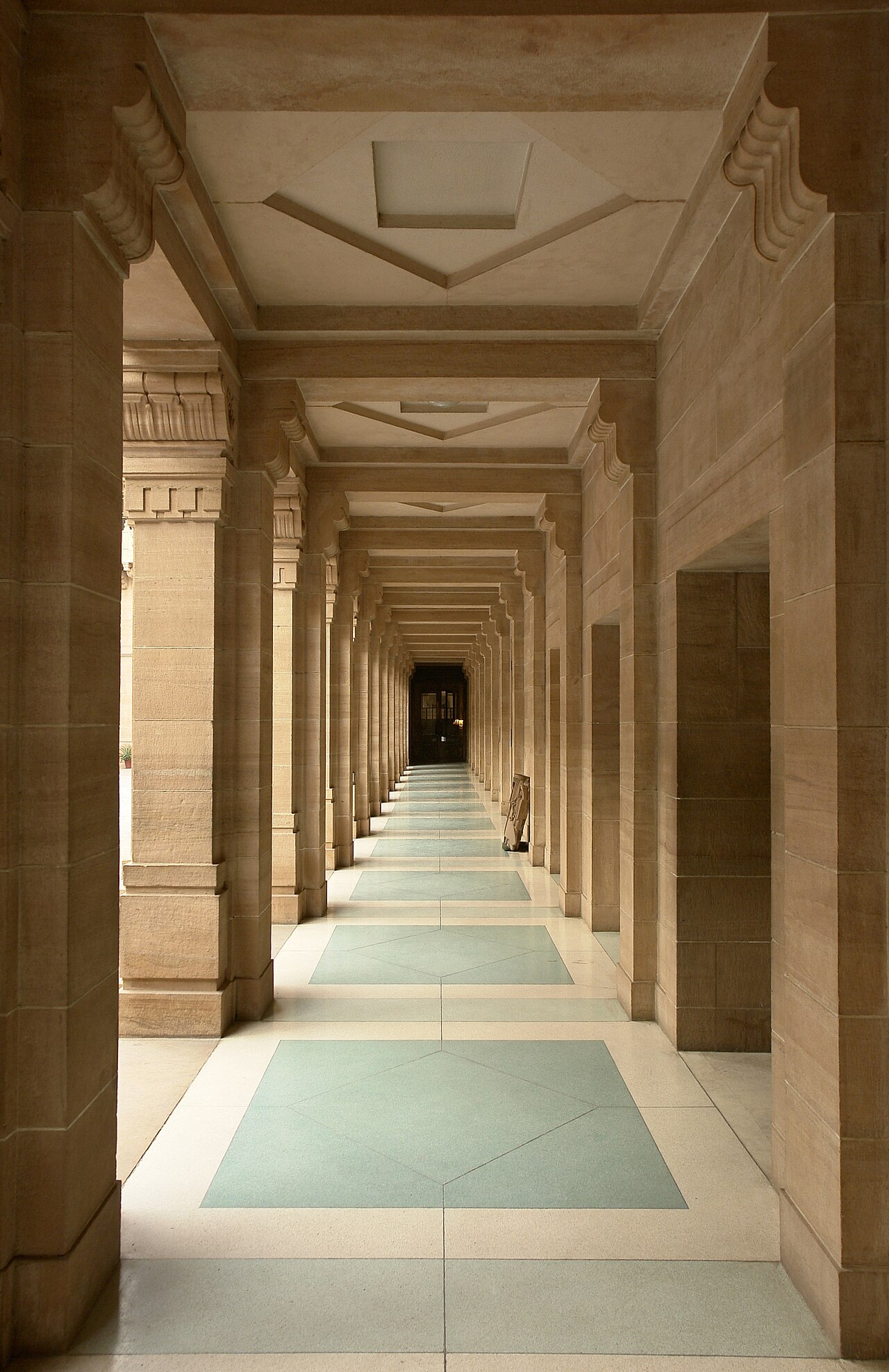 Columns of the palace's Indo-Deco architecture.