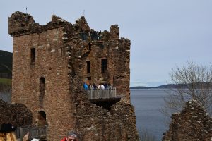 Climbing the Grant Tower, which offers sweeping views over the loch and hills