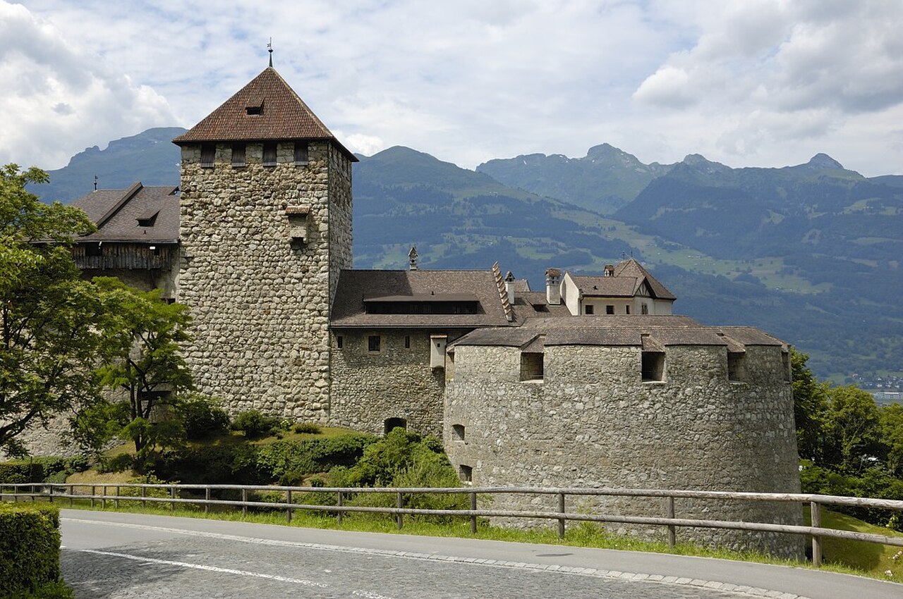 The castle of Vaduz on its hillside in Liechtenstein.