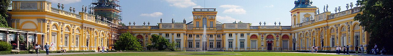 Wilanow Palace above its forecourt.