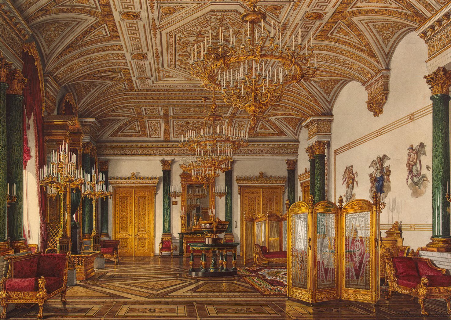 The Malachite Room, with its columns of green malachite