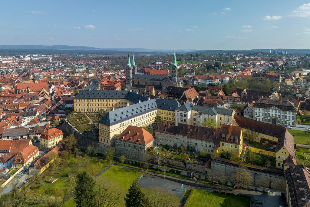 The palace and cathedral hill from the air