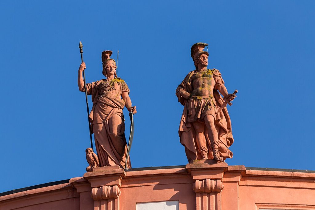 Statues of Minerva and other figures