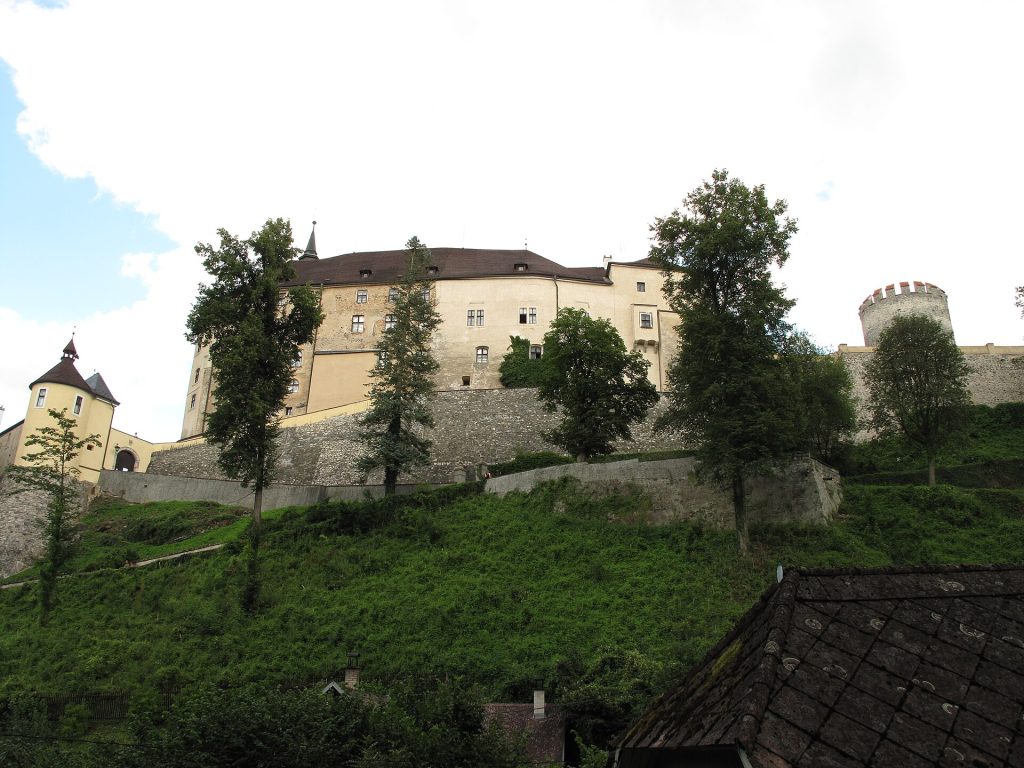 The castle seen from the railway stop