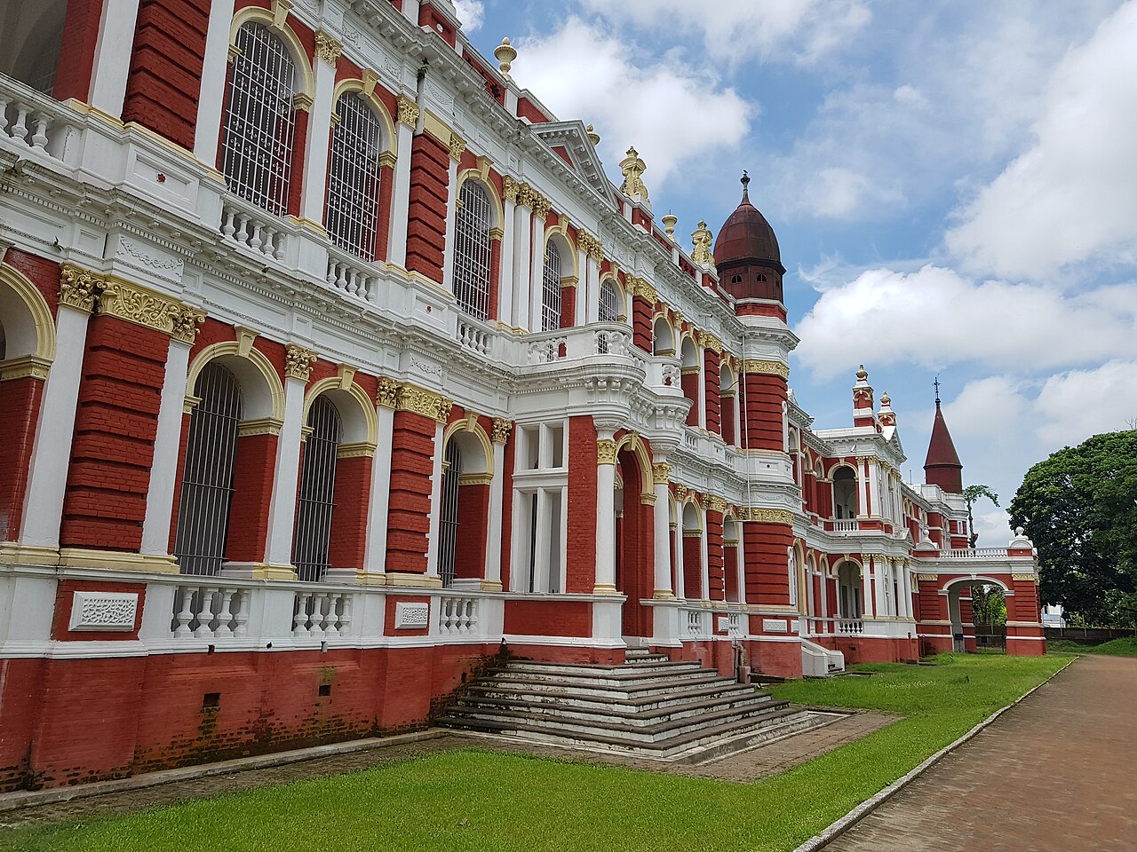 The long classical facade of the Cooch Behar Palace