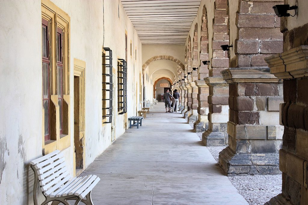 The arcades of the palace courtyard