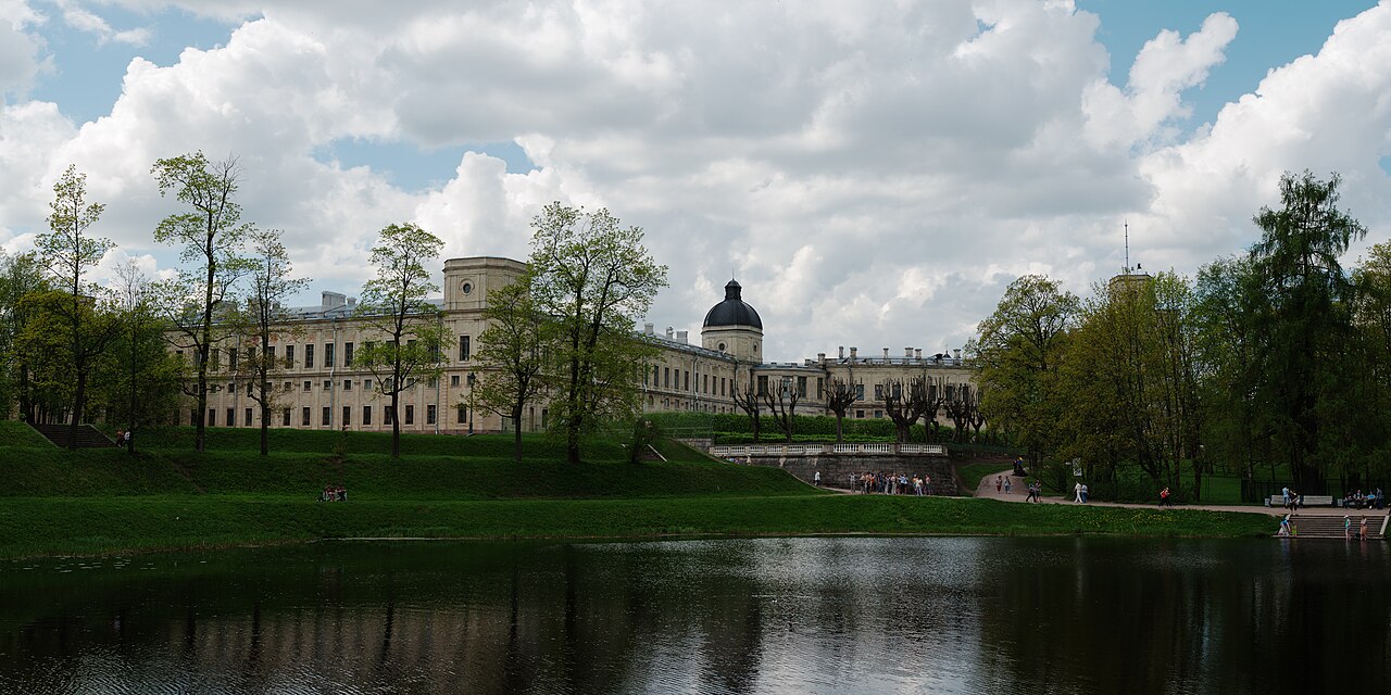 The elegant White Hall behind the stern facade