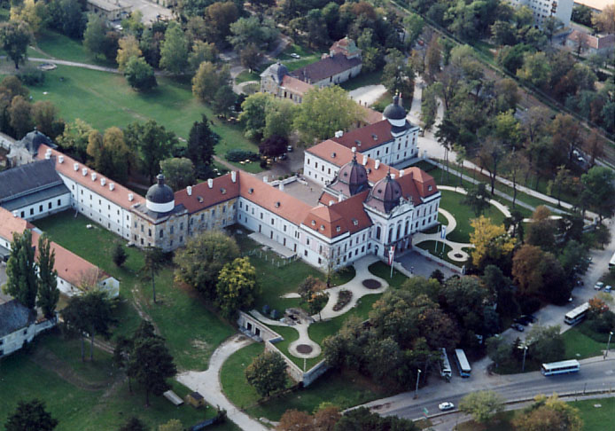 The baroque facade of the Royal Palace of Godollo in Hungary