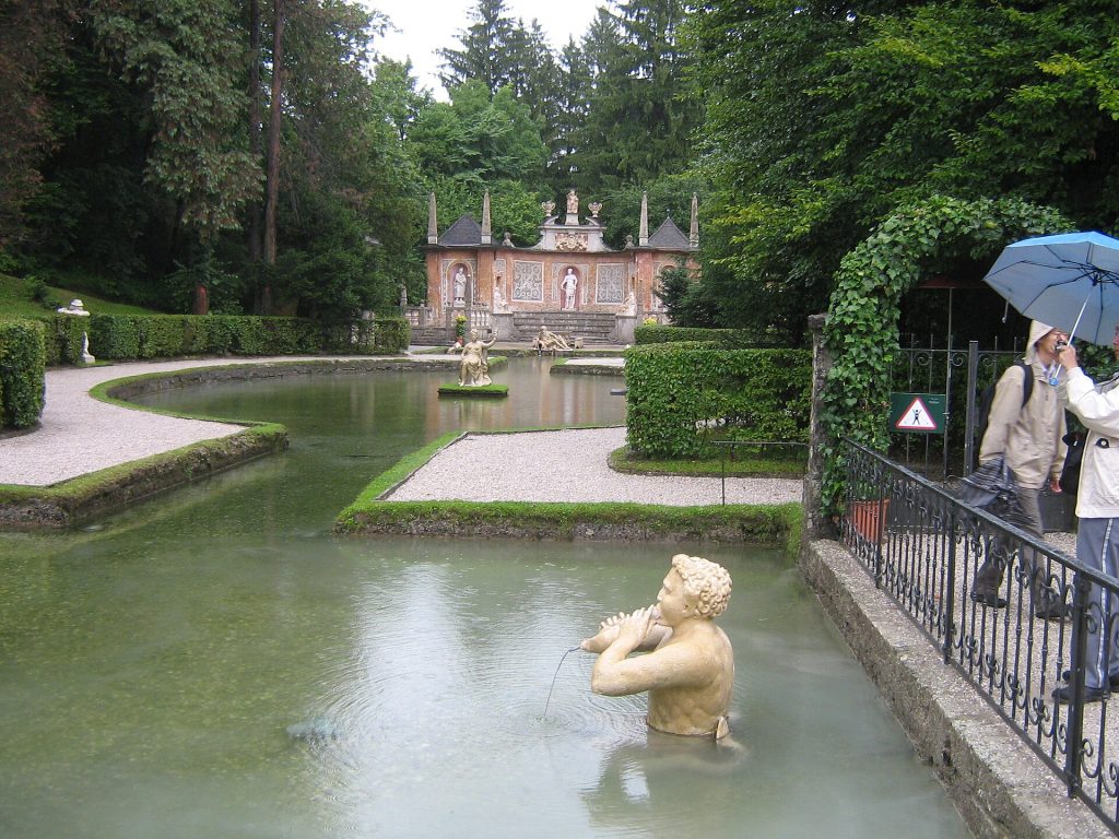 The ornamental pool in front of Hellbrunn Palace