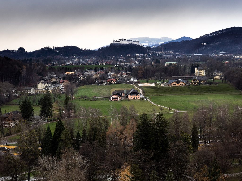 A view over Salzburg from the Hellbrunn hill