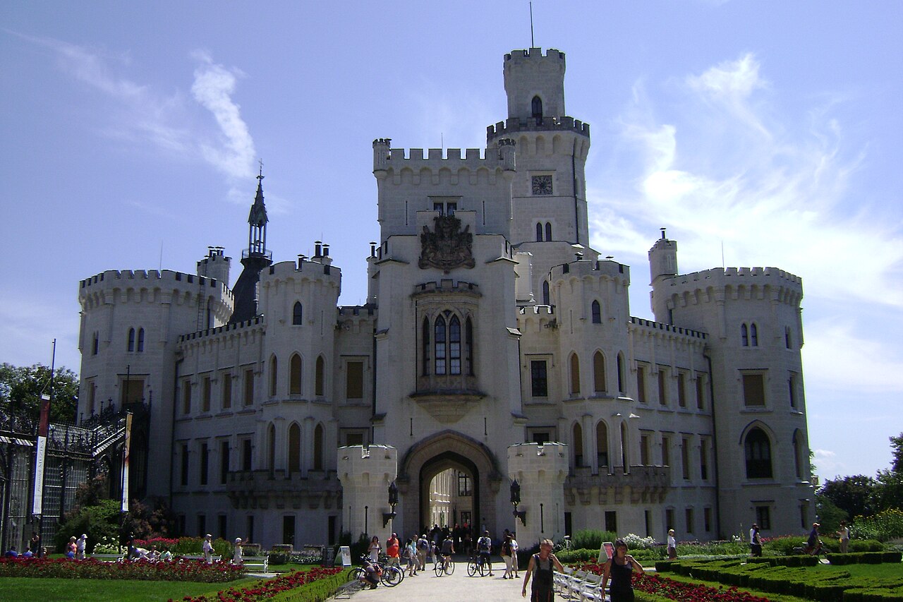 A view of the white castle of Hluboka