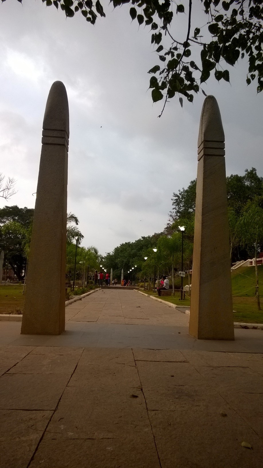 Stone pillars in the palace garden