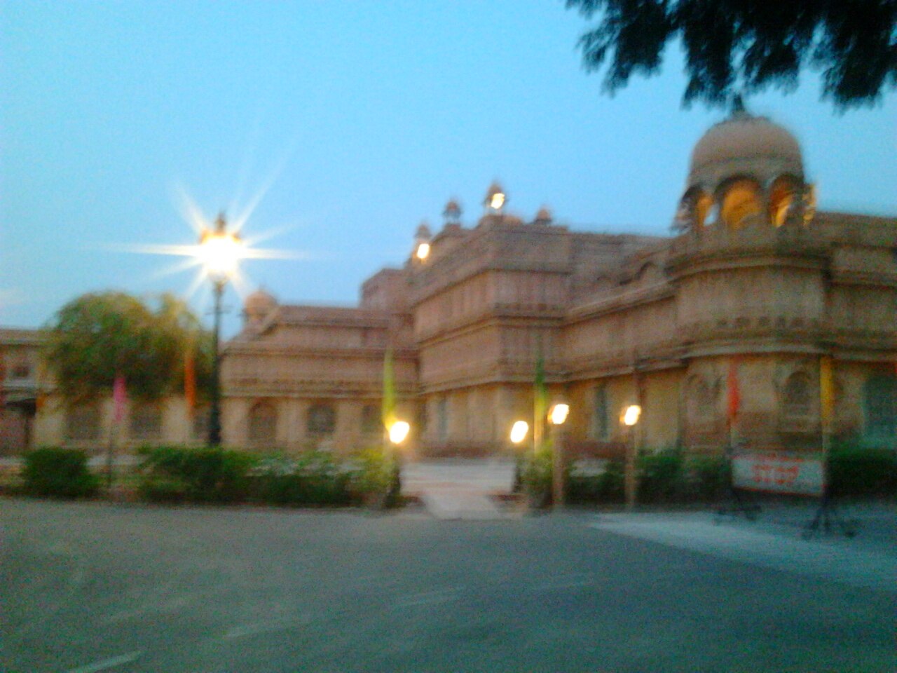 Lalgarh Palace lit up at night in Bikaner