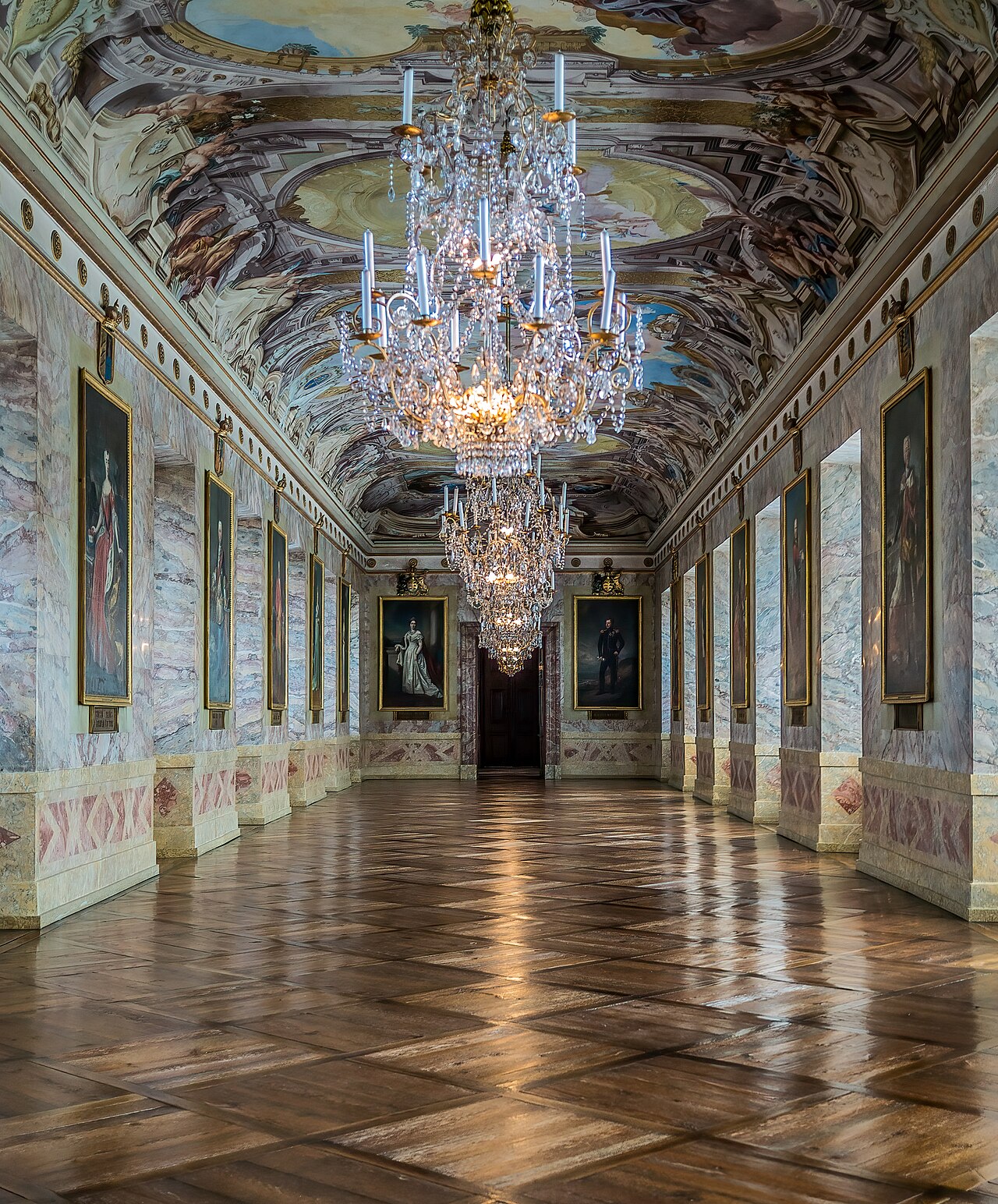 The painted ceiling of the Mirror Hall