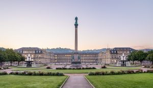 The Schlossplatz fountains and palace