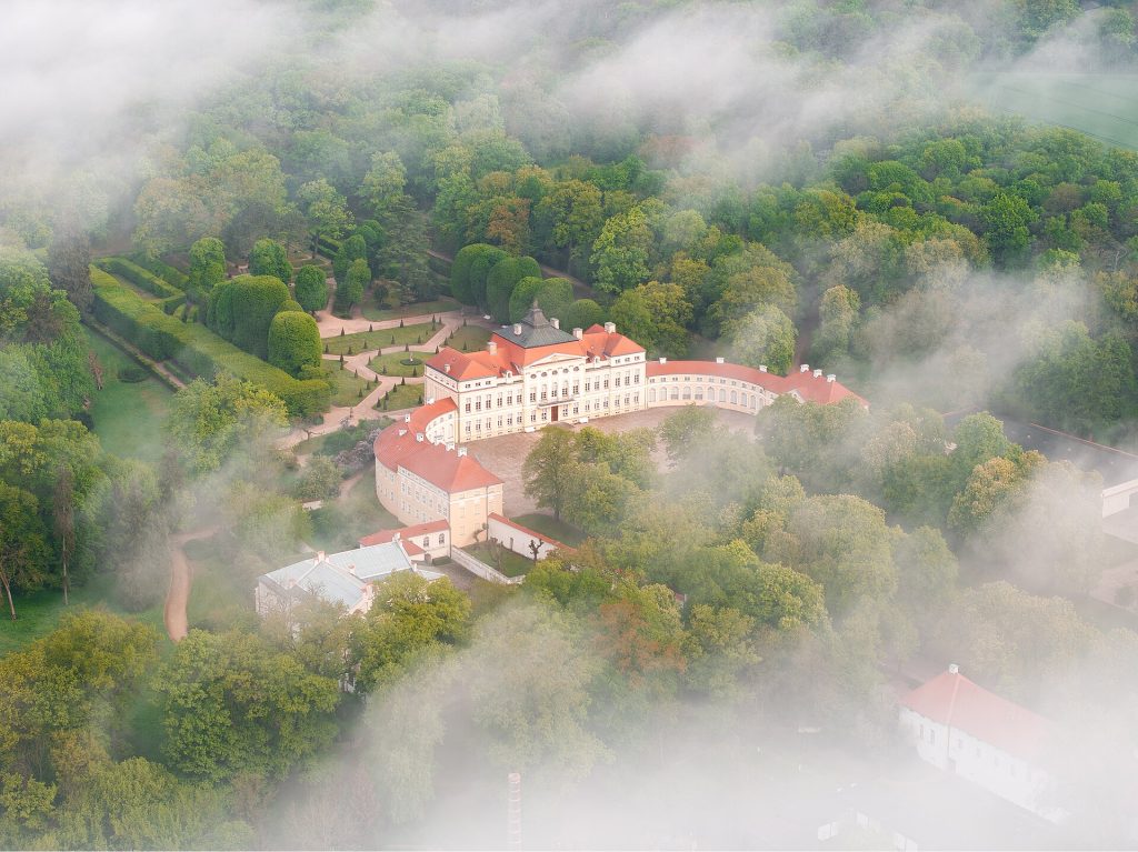Rogalin Palace in the morning mist