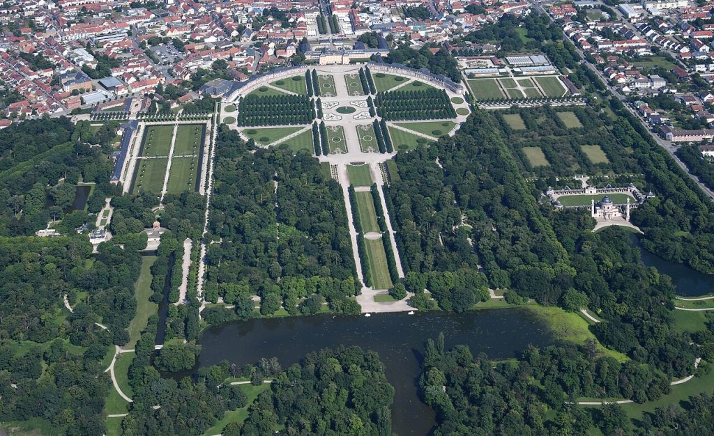 The palace and garden from the air